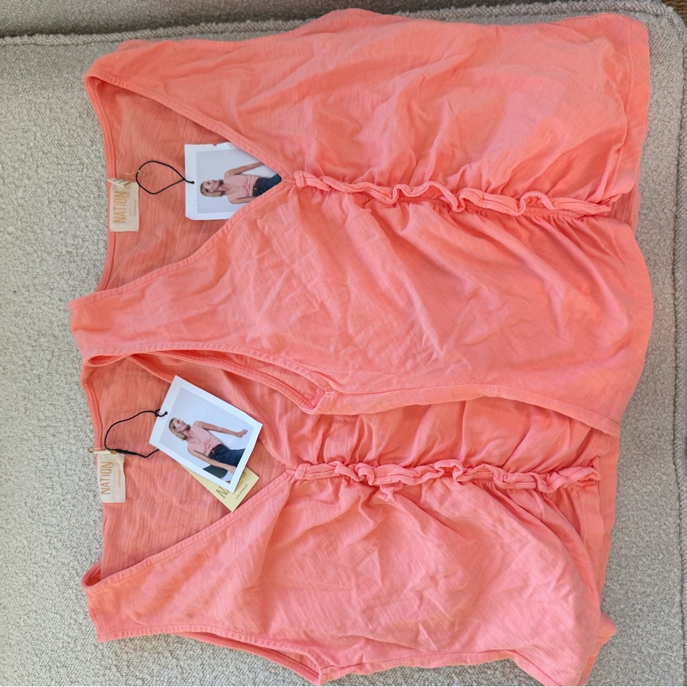 Nation LTD Peach Amber Ruched Cassie Tank - Small - Picture 7 of 8